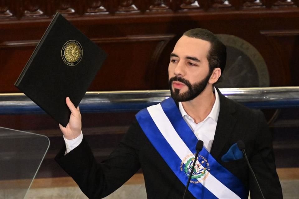 El Presidente de El Salvador, Nayib Bukele, durante su informe anual, el 1 de junio.