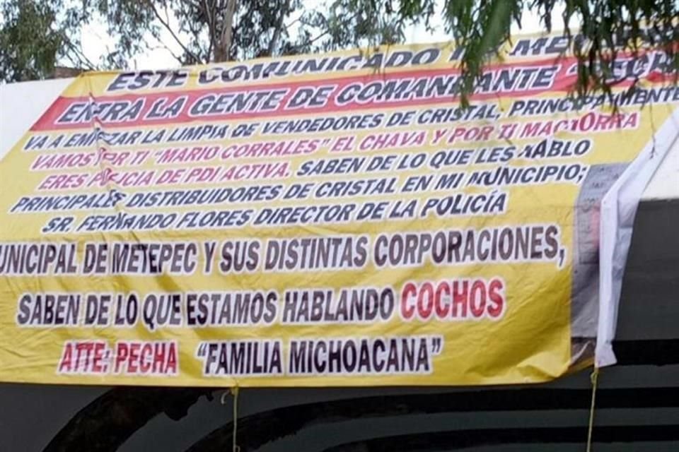 Presuntos integrantes de la Familia Michoacana (FM) anunciaron que comenzó la 'limpia de cristaleros', en los Municipios de Metepec, San Mateo Atenco, Chapultepec y Mexicaltzingo.