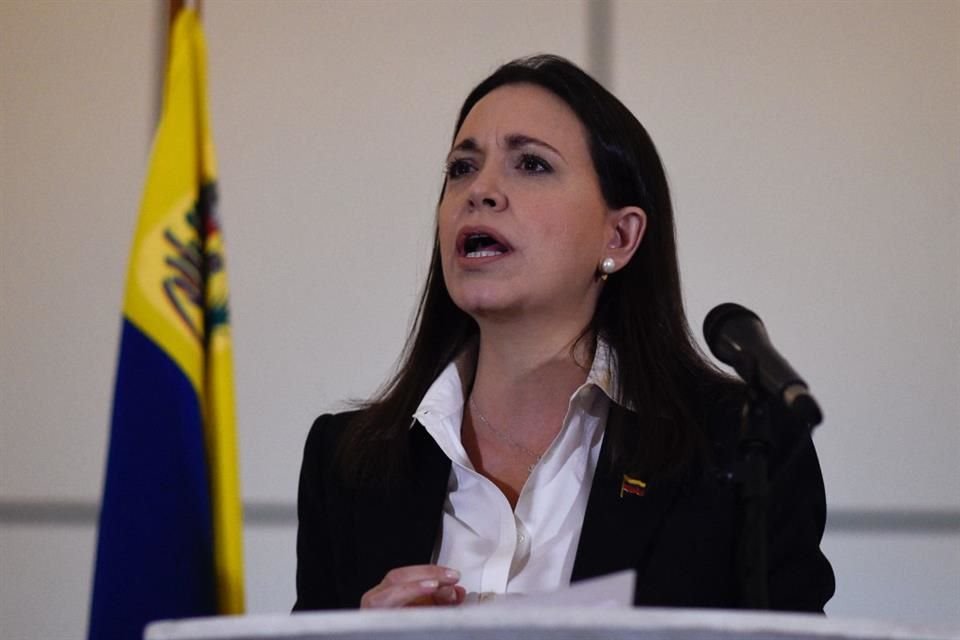 La ex diputada de oposición venezolana María Corina Machado durante una conferencia de prensa en Caracas, el 29 de junio del 2018.