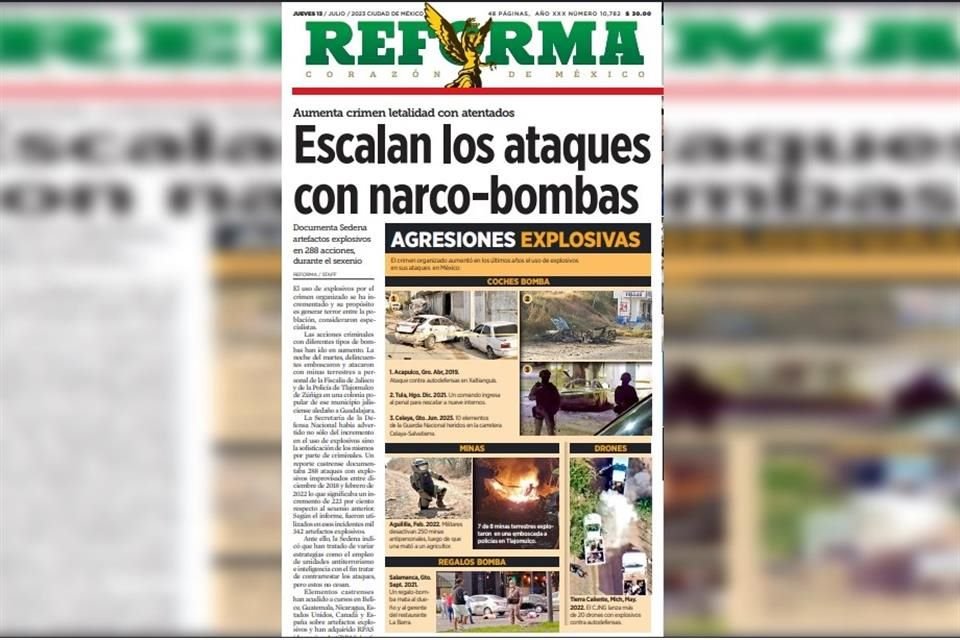 Ayer, AMLO negó terrorismo en el uso de narco-bombas.