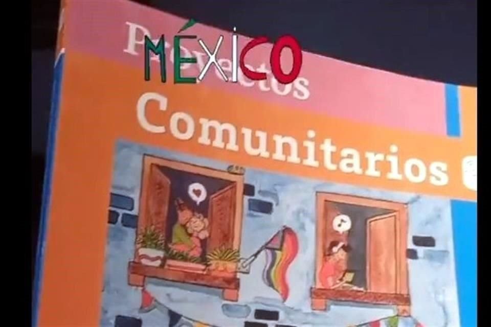 Algunos maestros que recibieron los libros difunden la portada de ejemplares como el de 'Proyectos Comunitarios' para Cuarto Grado, con una portada a favor de la diversidad sexual.