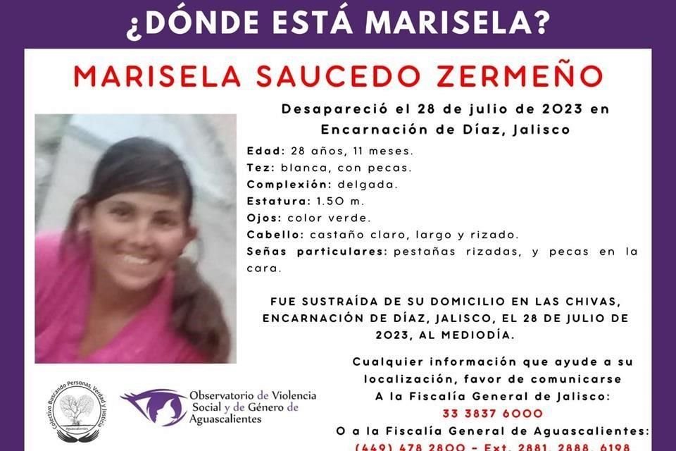 Ficha de desaparición de Marisela Saucedo Zermeño.