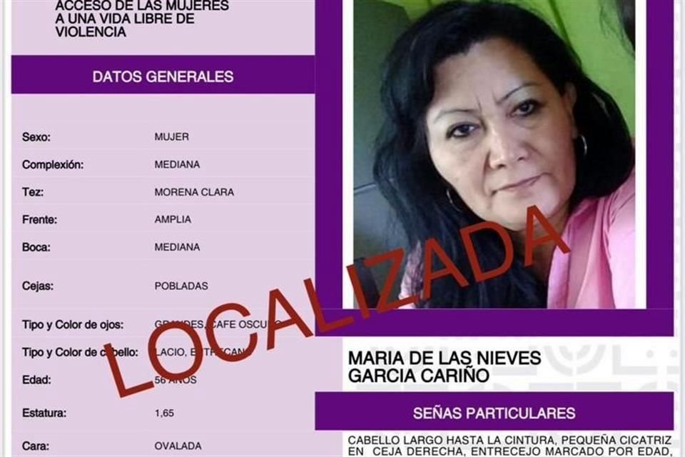 Desde el 24 de julio, Maria de las Nieves García Cariño permanecía en calidad de desaparecida.