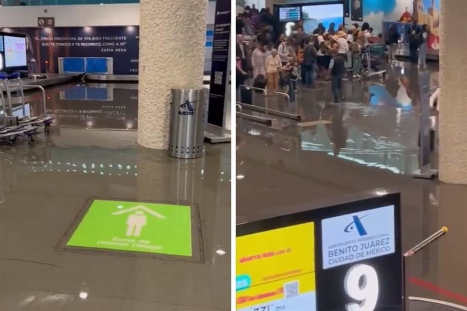 Las fuertes lluvias inundaron las instalaciones del AICM.