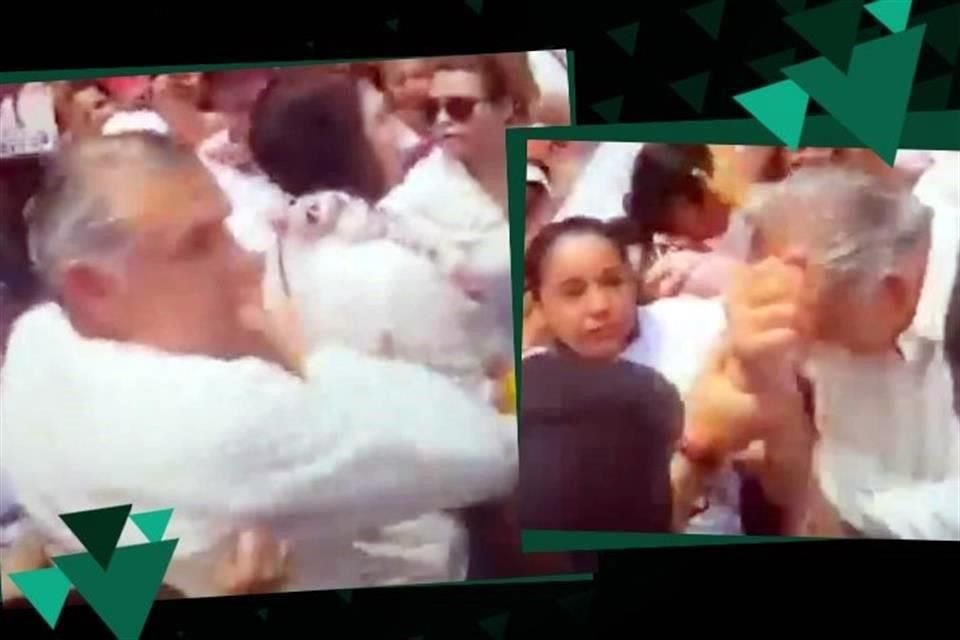 La 'corcholata' Adán Augusto soltó un golpe a una mujer que lo agarró de la camisa en un evento en su natal Tabasco, lo cual fue captado en video.