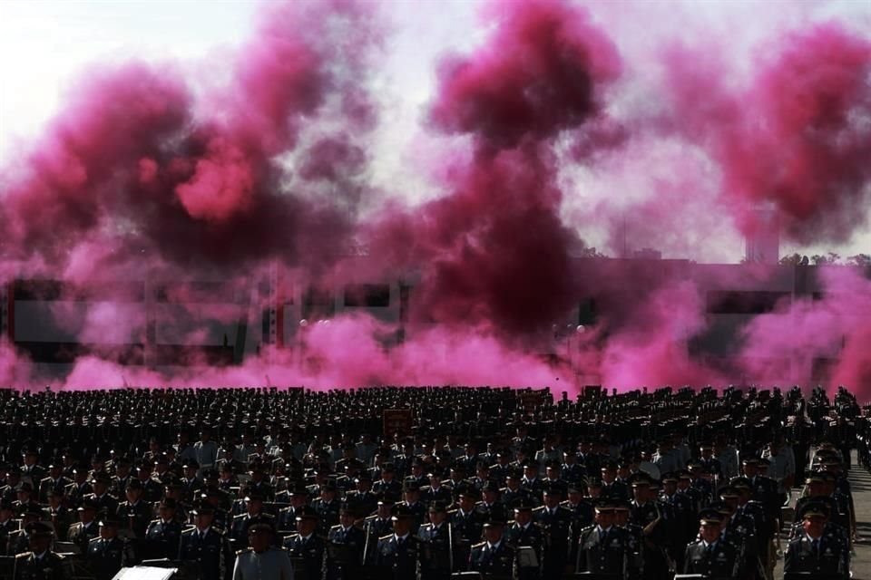 Aspecto del ensayo del desfile realizado en el Campo Militar 1.