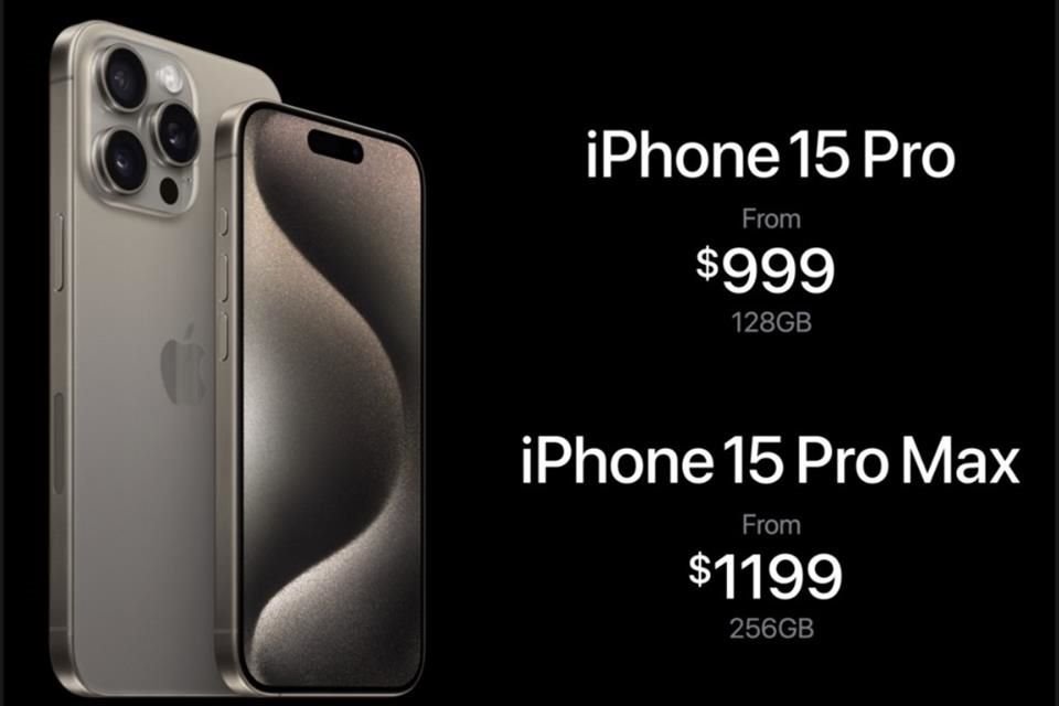 Los precios en dólares del iPhone 15 Pro.