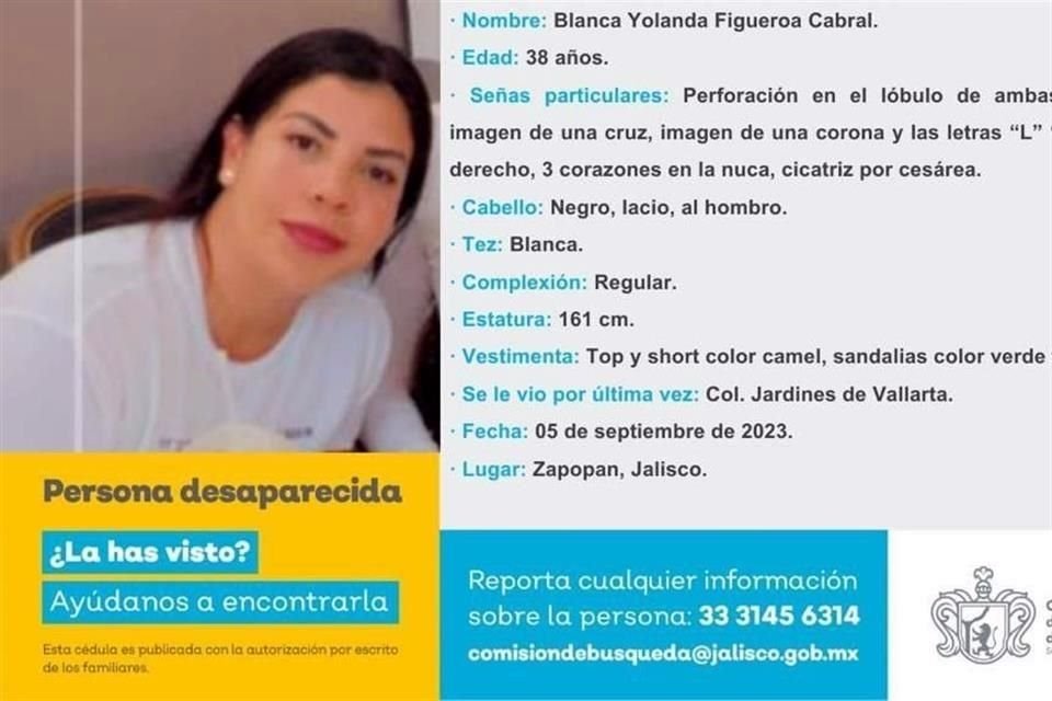 Los familiares de Blanca Yolanda Figueroa Cabral no saben de ella desde el 5 de septiembre.