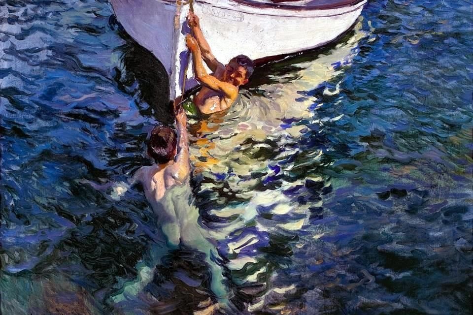 'El bote blanco' (1905). Pintado en Jávea, Alicante; perteneciente a los descendientes del primer Conde de Heeren, Antonio Heeren y Massá.