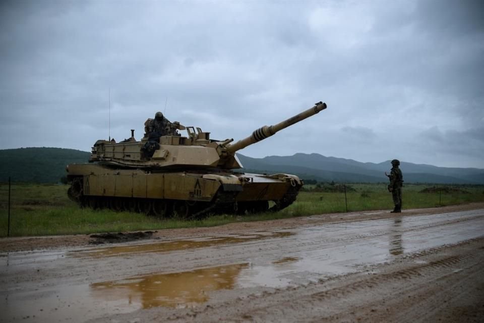 Un tanque Abrams durante un ejercicio de entrenamiento en Novo Selo, el 31 de mayo del 2021.