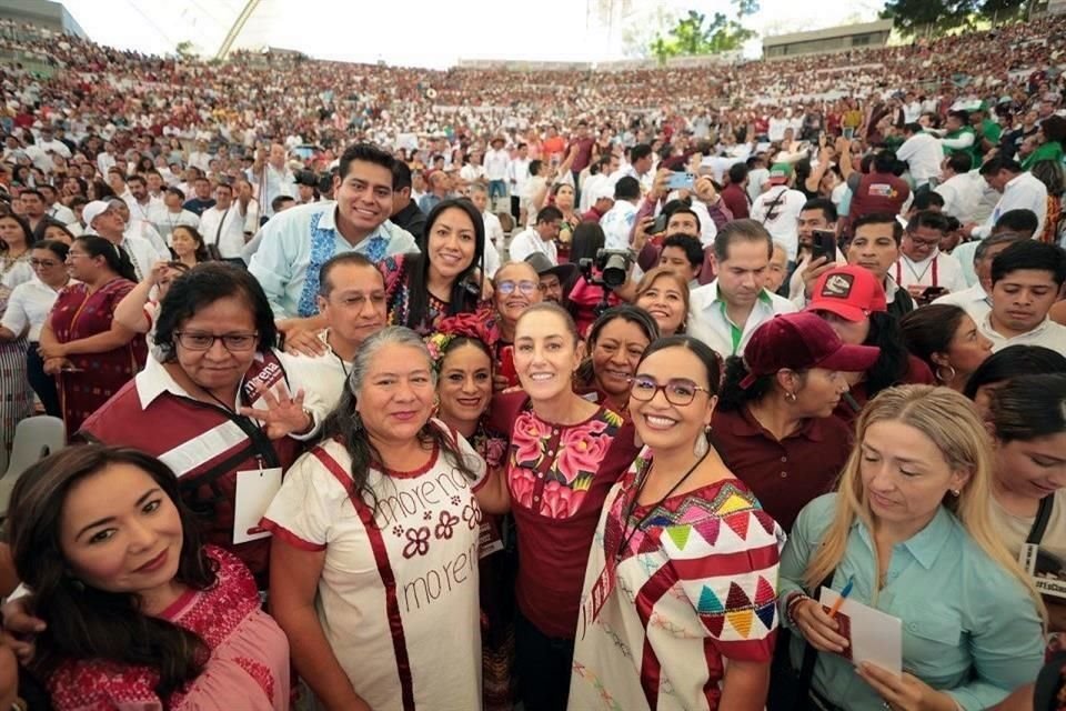 Claudia Sheinbaum durante un mitin en Oaxaca.