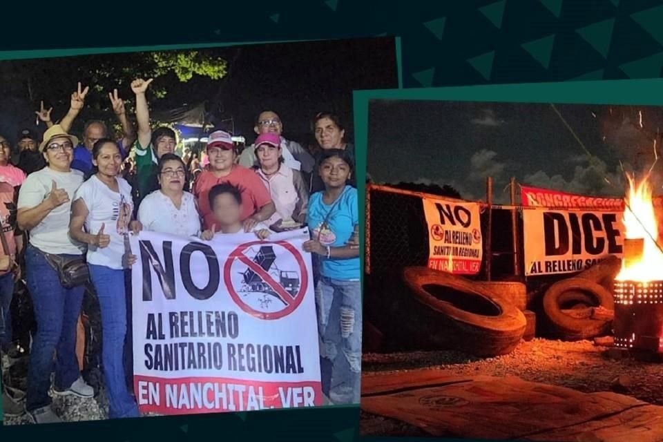 Los inconformes se plantaron indefinidamente para evitar el paso de los camiones de limpia al Relleno Sanitario Regional de Nanchital, Veracruz.