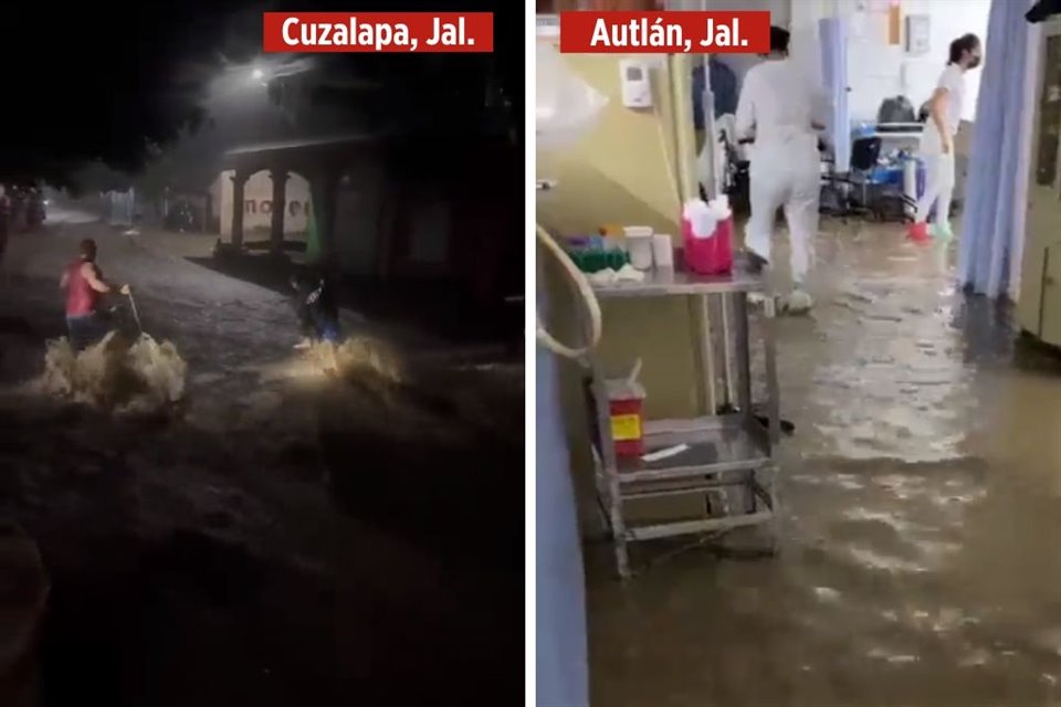 Las lluvias que acompañaron a 'Lidia' provocaron inundaciones en calles de Cuzalapa y en el Hospital Regional de Autlán.