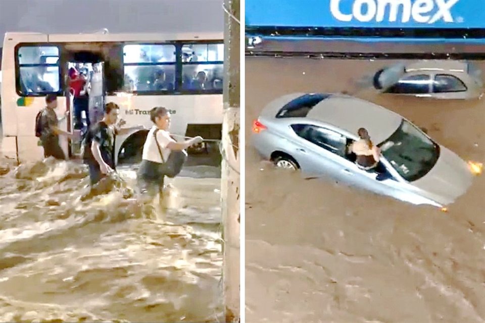 Una intempestiva tormenta causó desbordamiento de dos arroyos en Puerto Vallarta, Jalisco, lo que causó inundaciones y dejó autos varados.