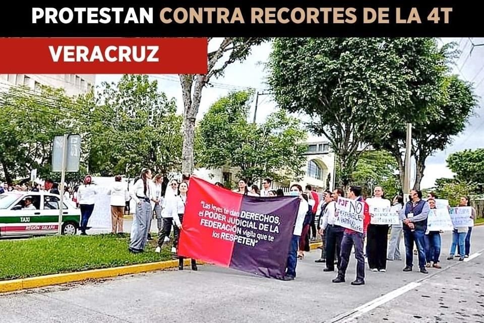 Protestas de trabajadores del Poder Judicial en Veracruz.