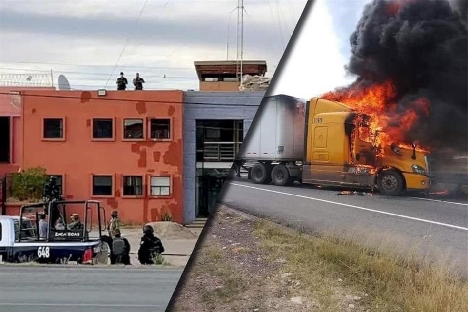 civiles armados le prendieron fuego  a un tráiler sobre la carretera 45, en el acceso a Fresnillo, Zacatecas.