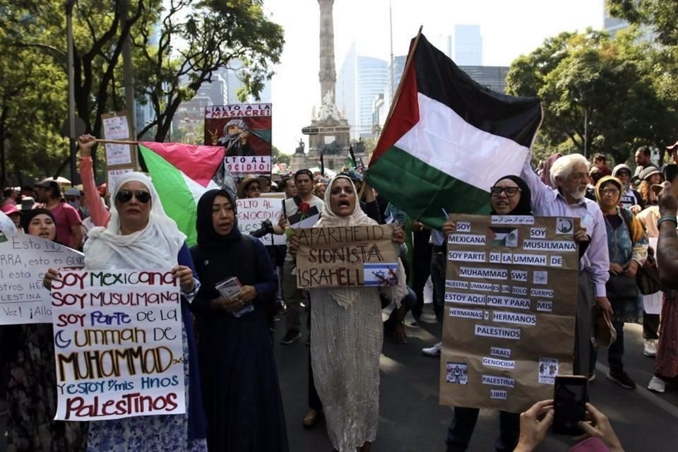 La marcha a favor del pueblo palestino partió del Ángel de la Independencia hacia el Monumento a la Revolución.