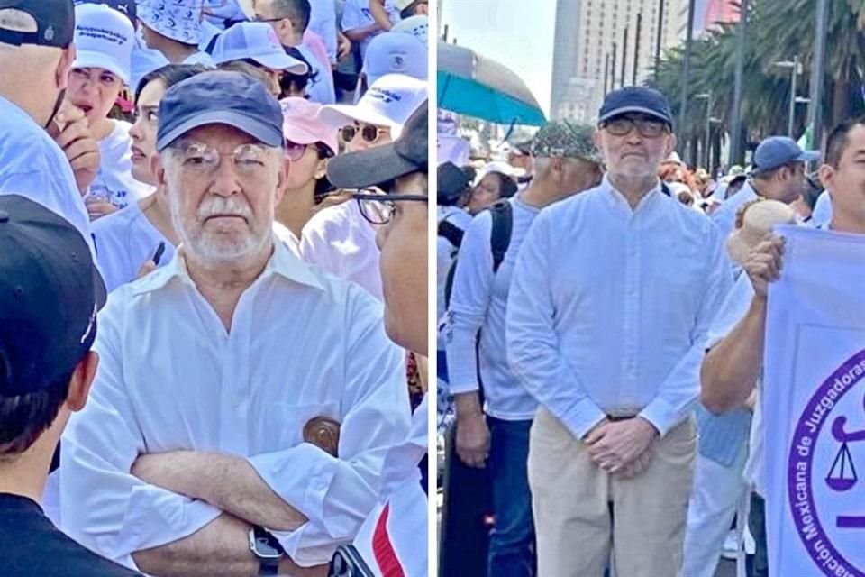 En la manifestación de ayer, participó Juan Luis González Alcantará (Izq.), Ministro de la SCJN, y Juan Ramón Cossío, ex Ministro en retiro.