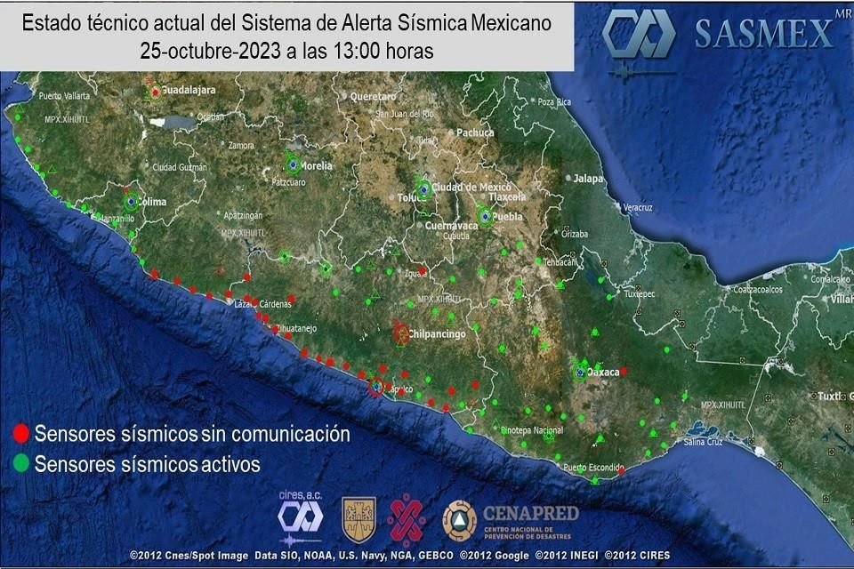 'Otis' dañó 27 de los 97 sensores del SASMEX, lo que impide el alertamiento de sismos cuyo epicentro esté en Michoacán, Guerrero o Oaxaca.