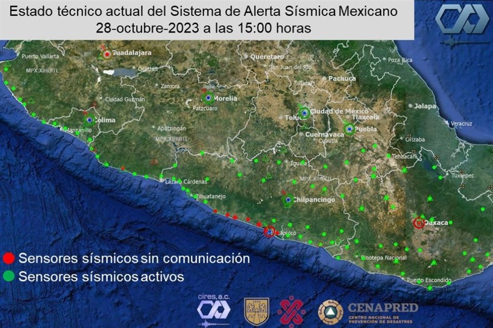 CIRES informó que logró restablecer comunicación en 19 de 26 sensores sísmicos fueron afectados por el huracán 'Otis', el martes pasado.