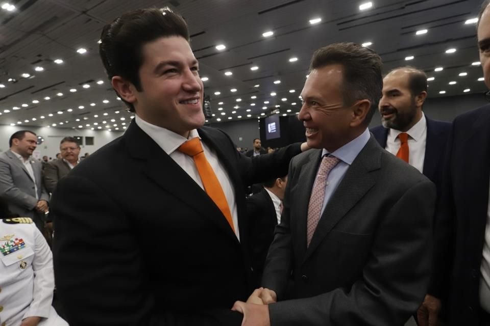 Samuel García y Pablo Lemus durante el Quinto Informe de Gobierno de Enrique Alfaro.