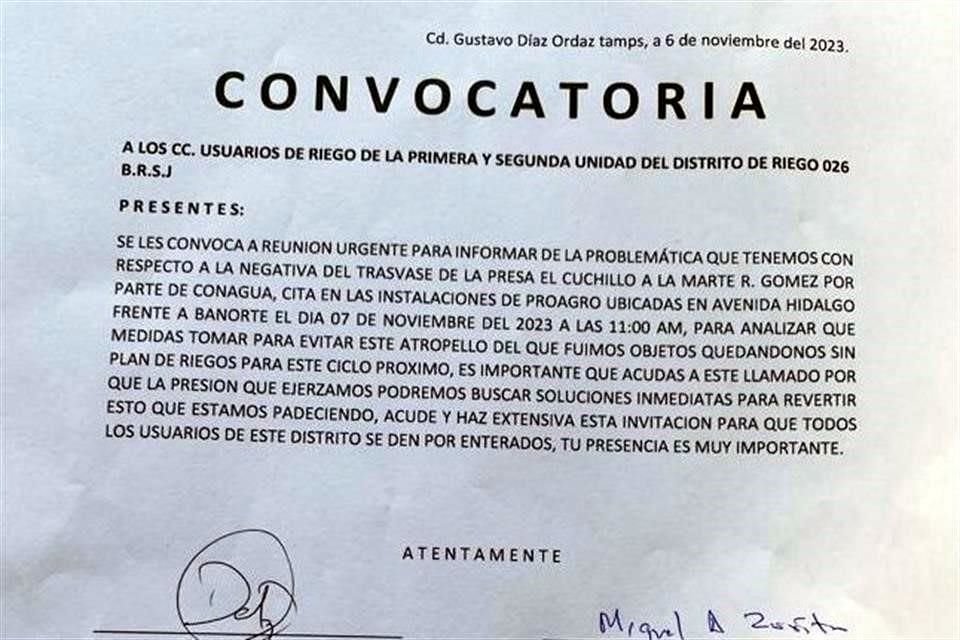 Agricultores protestarán a las afueras de ProAgro y Conagua para revertir la decisión de frenar el trasvase.