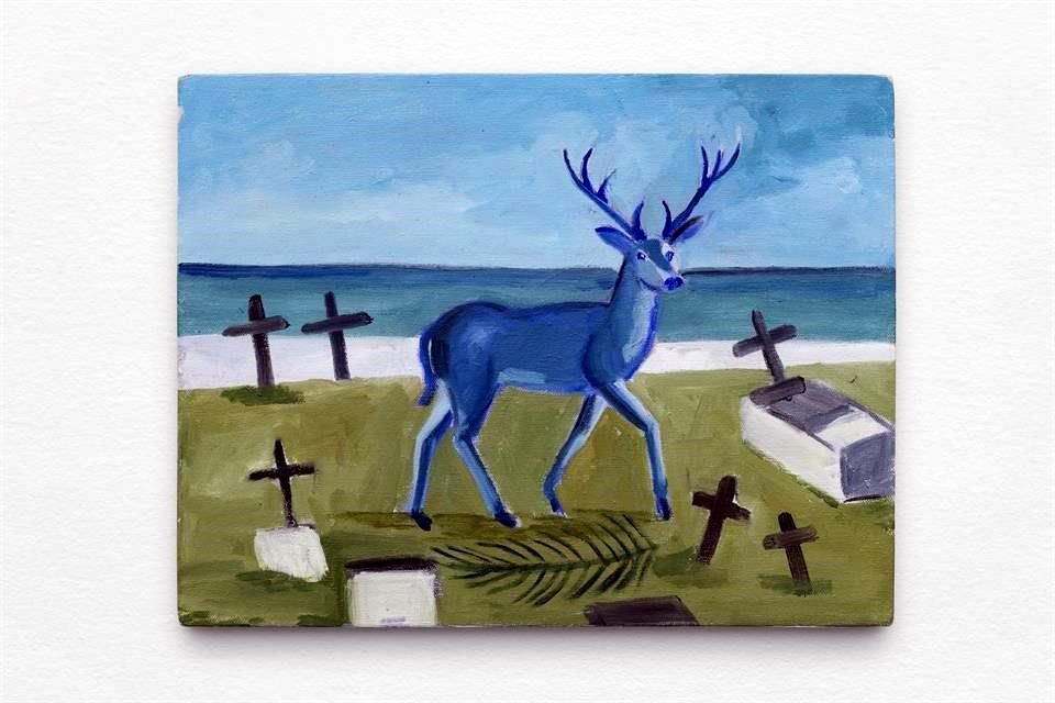 'Entrevista con el venado azul' es una de las obras recientes de Gil de Montes para la expo en NY.