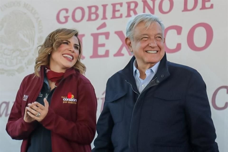 Marina del Pilar, Gobernadora de BC, y el Presidente Andrés Manuel López Obrador.