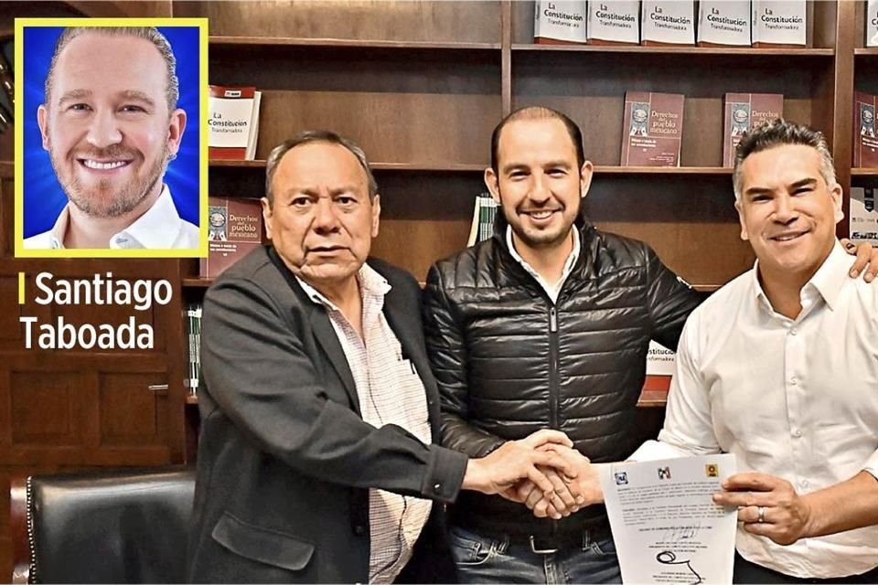 Jesús Zambrano, Marko Cortés y Alejandro Moreno anunciaron que Taboada será el candidato del PRD, PAN y PRI.