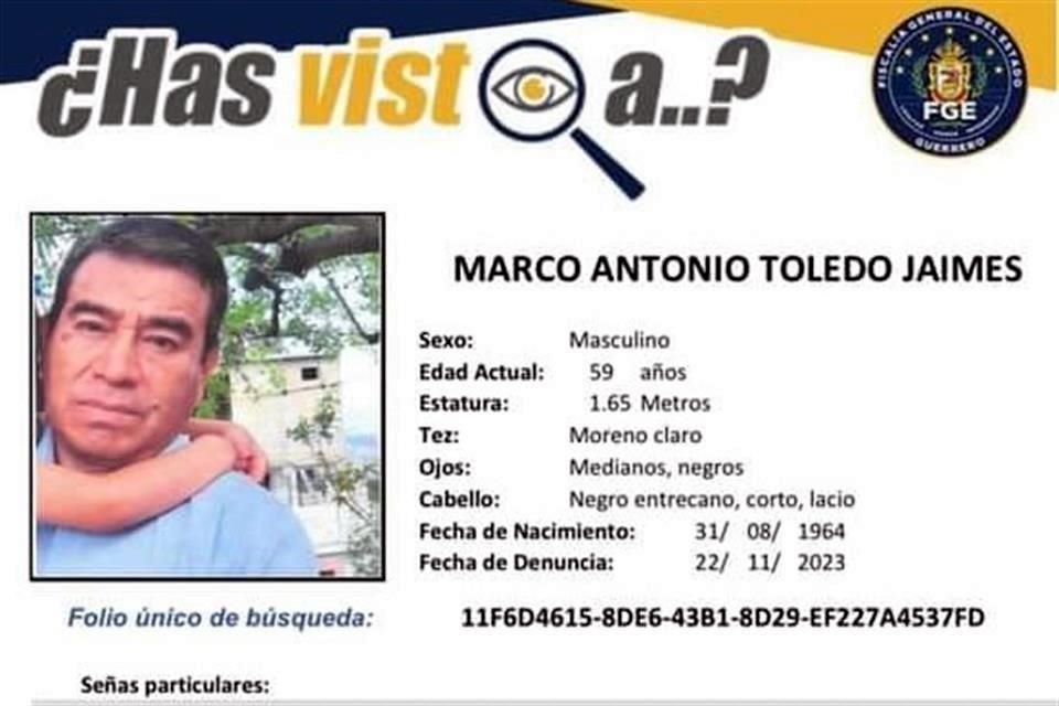 Marco Antonio Toledo Jaimes fue secuestrado junto a su familia la madrugada del 19 de noviembre.