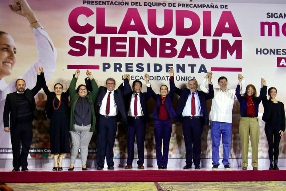 Sheinbaum presentó a su equipo de precampaña en el que estarán, entre otros, Monreal, Adán Augusto López, Noroña y Tatiana Clouthier.