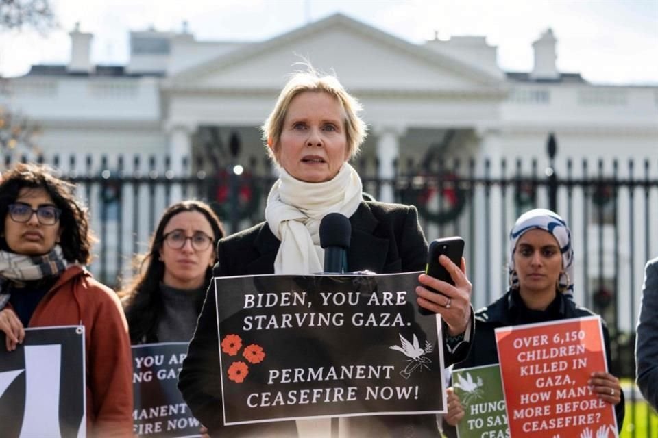 La actriz Cynthia Nixon se declaró en huelga de hambre para pedir un alto al fuego en Gaza.