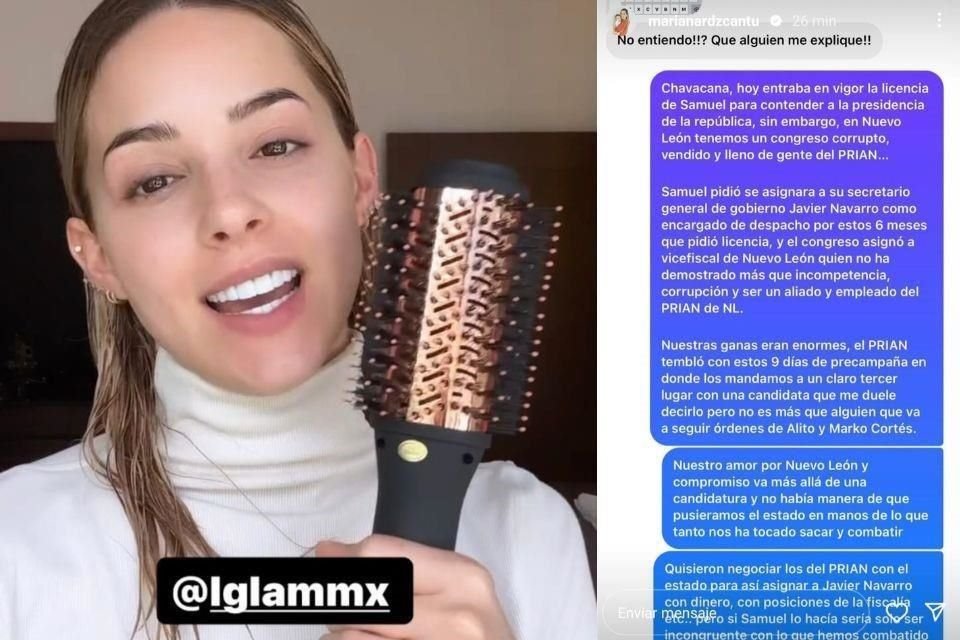 Mariana Rodríguez hizo públicas conversaciones con supuestos seguidores, donde reveló que PRIAN quiso negociar la llegada de Javier Navarro como Interino a cambio de dinero y cargos en la Fiscalía.