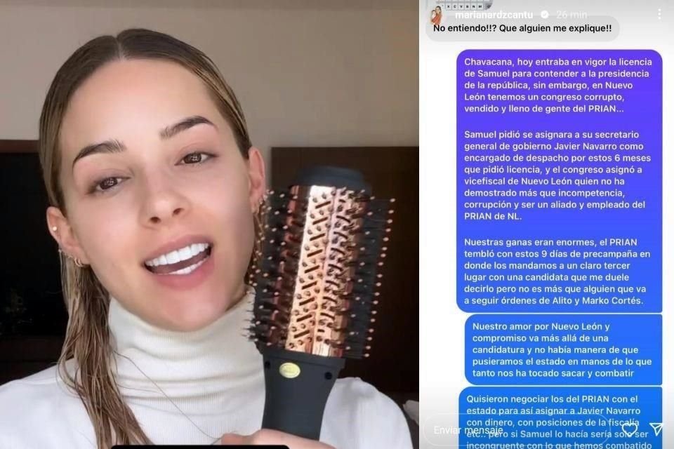 Mariana Rodríguez hizo públicas conversaciones con supuestos seguidores, donde reveló que PRIAN quiso negociar la llegada de Javier Navarro como Interino a cambio de dinero y cargos en la Fiscalía.