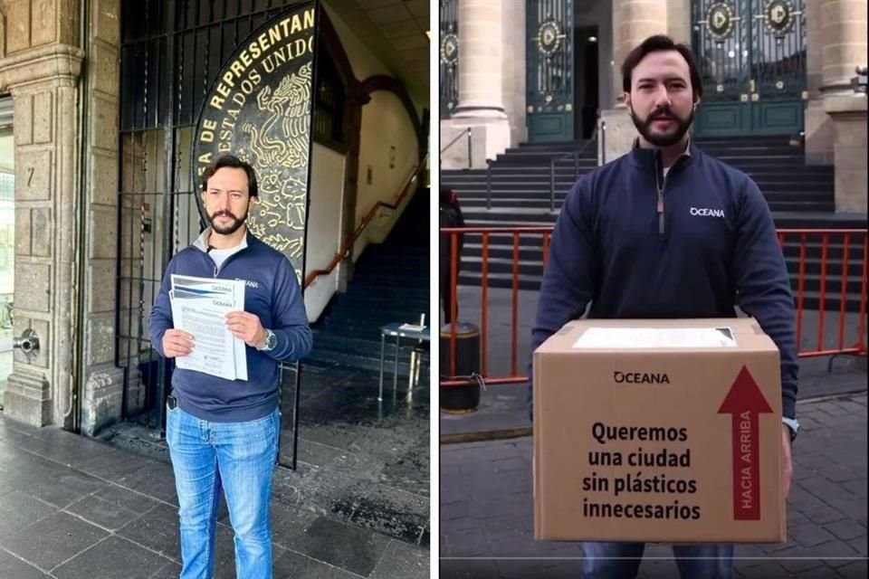 Nick Leopold, coordinador de la campaña Océanos sin Plásticos de la organización Oceana, que impulsa la eliminación de estos materiales, entregó 16 mil firmas de personas que demandan esta medida.