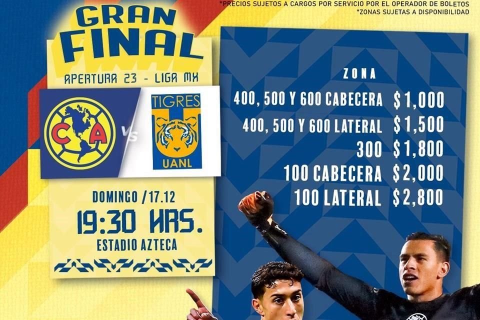 El precio de los boletos para el partido del próximo domingo.