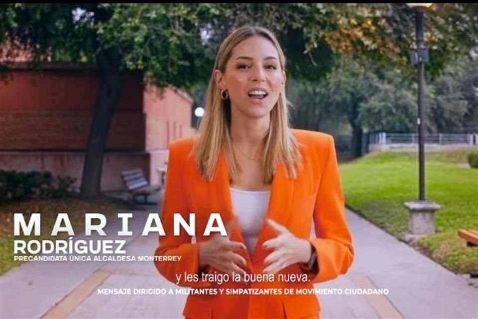 Mariana Rodríguez es la única precandidata de MC para la Alcaldía de Monterrey.