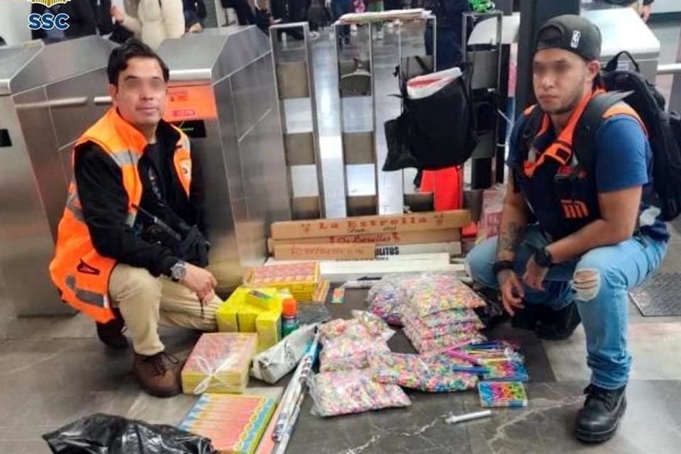 Autoridades de la Ciudad de México incautaron, durante un operativo de seguridad, 72 kilos de pirotecnia en la estación del Metro Merced.