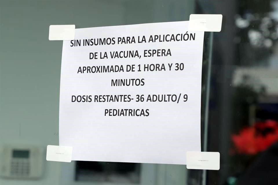 Aviso sobre disponibilidad de vacunas.