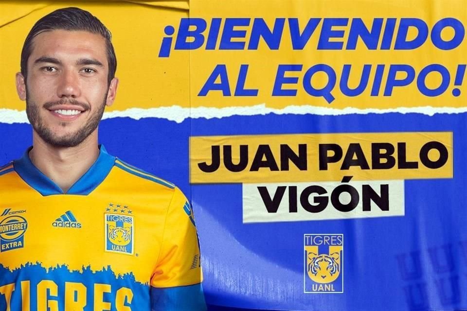 Juan Pablo Vigón fue anunciado oficialmente como nuevo refuerzo de Tigres.