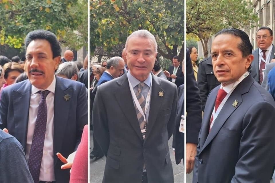 Omar Fayad, Quirino Ordaz y Carlos Joaquín en Palacio Nacional.