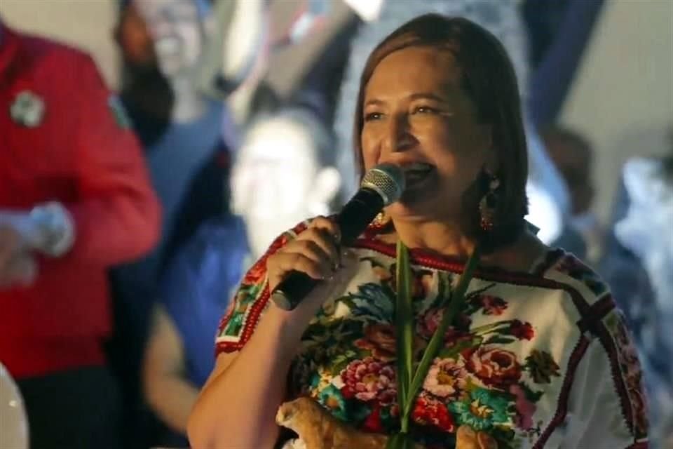 Xóchitl Gálvez encabezó un mitin en Uruapan, Michoacán.