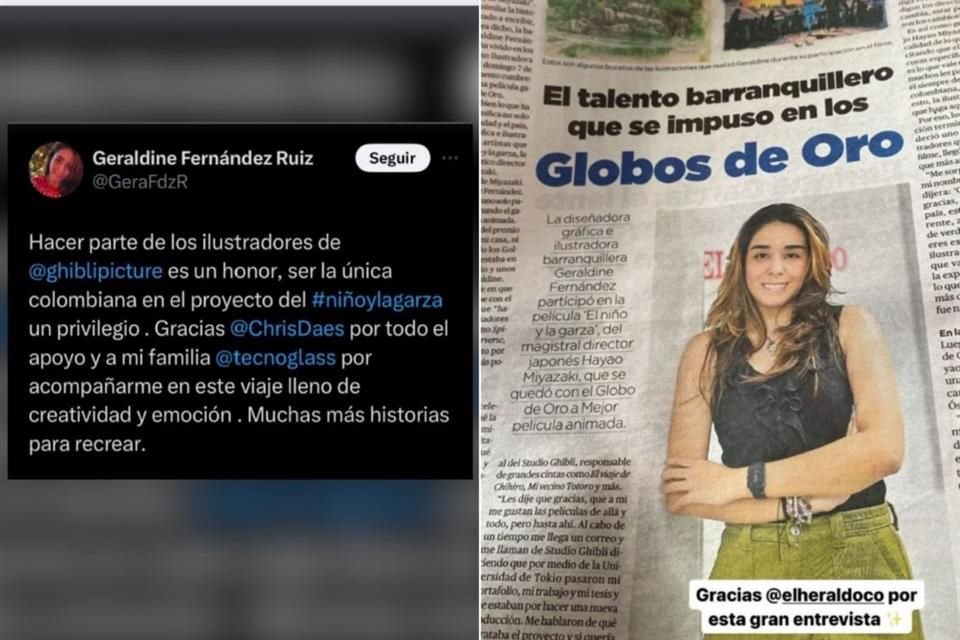 Geraldin dijo que fue la única colombiana que trabajó en la película y los medios publicaron su historia.