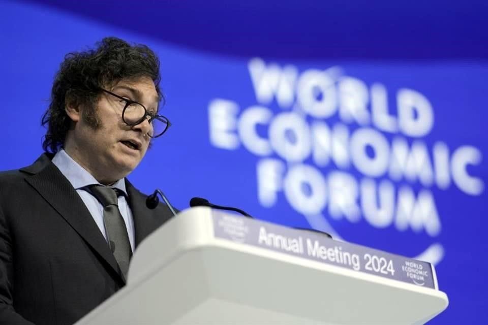 El Presidente de Argentina, Javier Milei, pronuncia un discurso en la Reunión Anual del Foro Económico Mundial en Davos, Suiza.