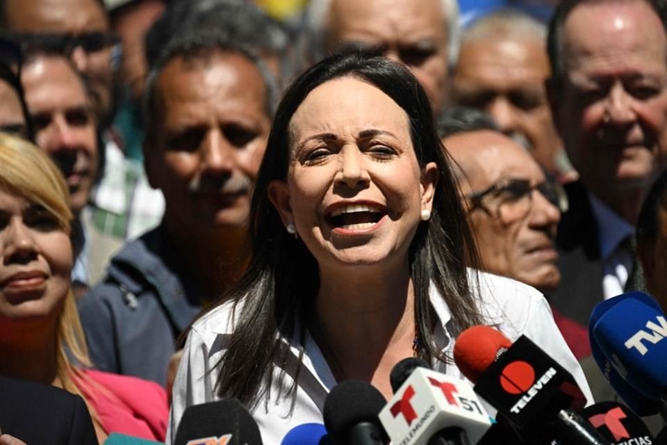 La opositora venezolana María Corina Machado durante una conferencia de prensa en Caracas el 29 de enero del 2024.