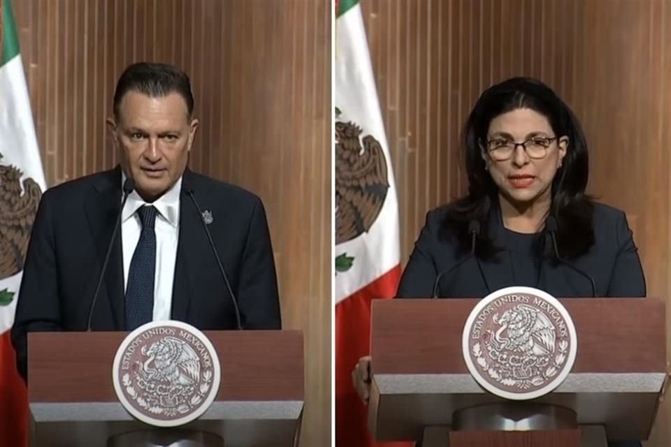 Mauricio Kuri, Gobernador de Querétaro, y Marcela Guerra, presidenta de la Cámara de Diputados.