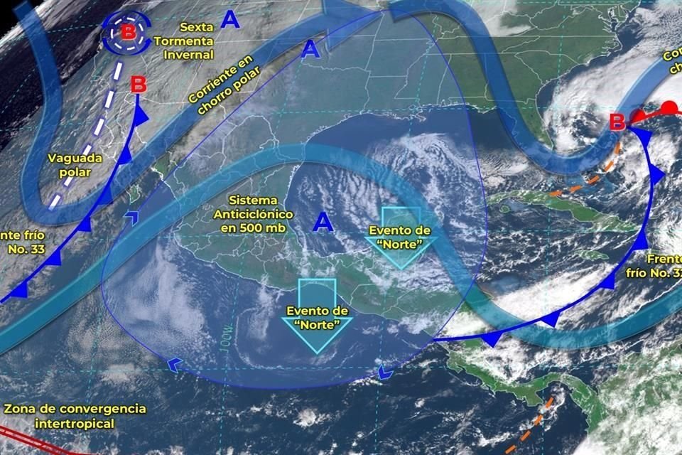 Oleaje elevado y rachas de viento de 40 a 60 km/h afectarán a Campeche, Quintana Roo, Tabasco, la costa sur de Veracruz y Yucatán.