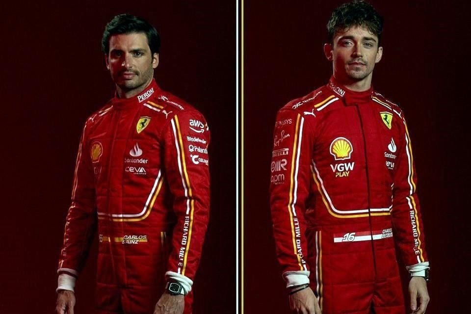 Ferrari dio a conocer sus nuevas indumentarias para la Temporada 2024 de la Fórmula Uno, eliminando el color negro de sus trajes.