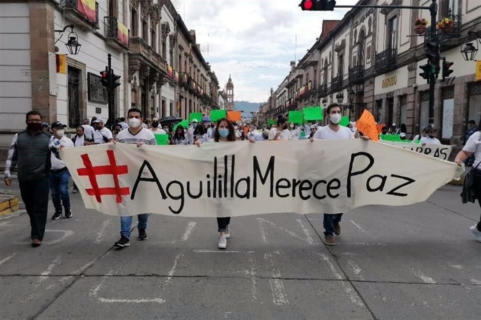 Inconformes en una manifestación el pasado 1 de julio en la ciudad de Morelia, para exigir que se restablezca la seguridad en Aguililla.