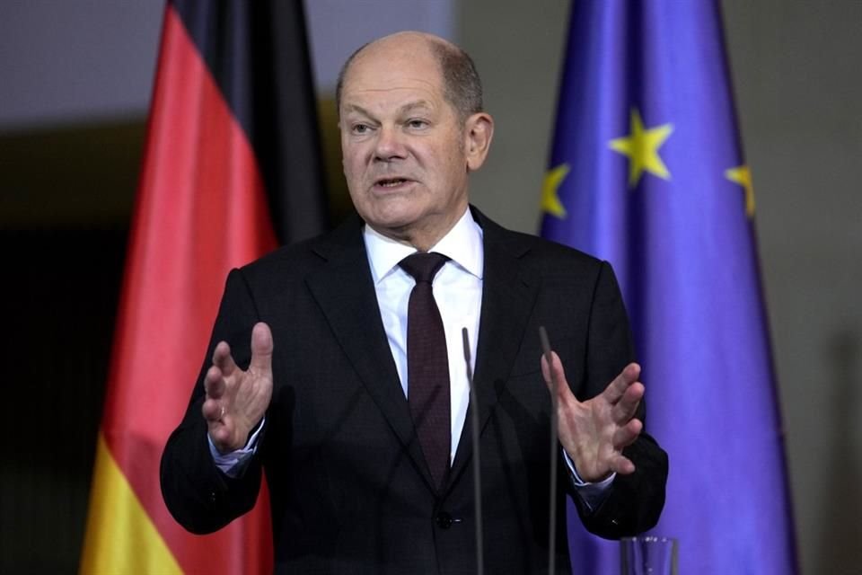 El jefe del Gobierno alemán, Olaf Scholz, durante una conferencia de prensa en Berlín.